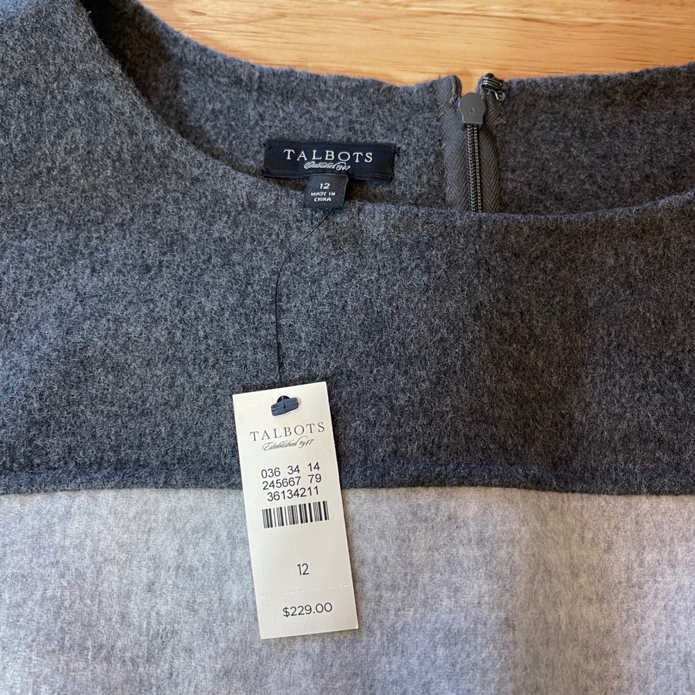 NWT Talbots Womens Colorblock Wool Blend Sheath Dress Grey Sleeveless Size 12 - Picture 5 of 10